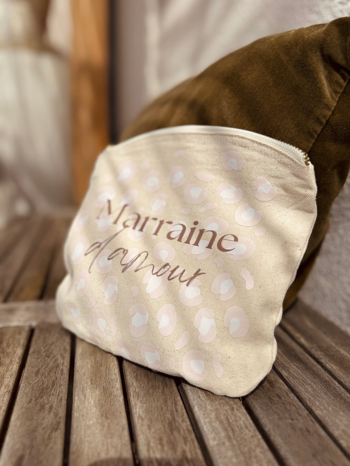 Pochette beige - Marraine d'amour