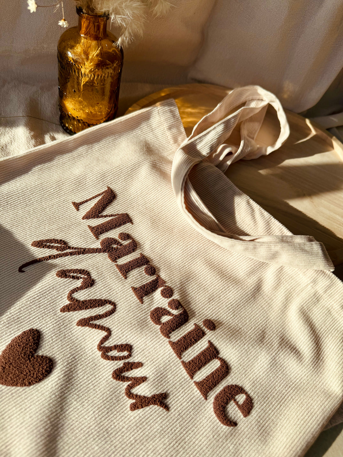 Tote bag velours - Marraine d'amour