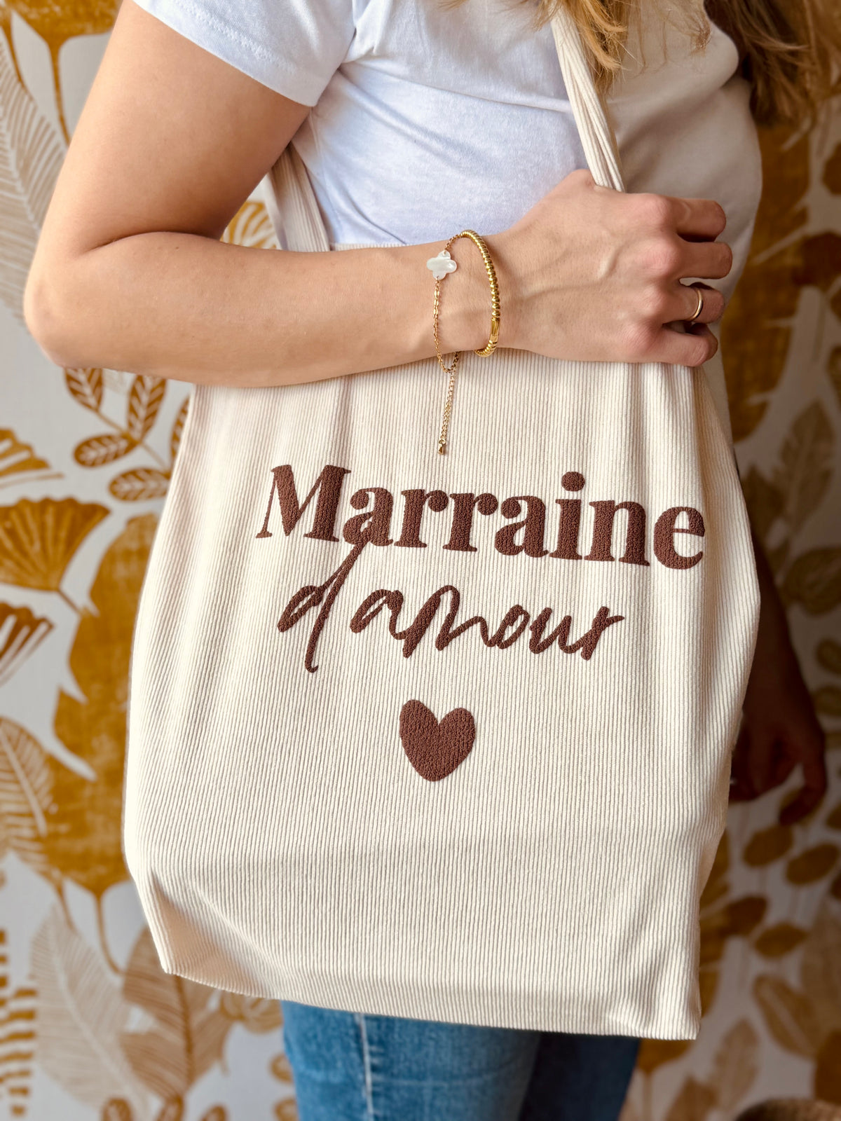 Tote bag velours - Marraine d'amour