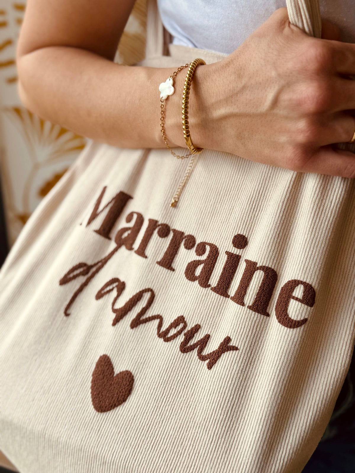 Tote bag velours - Marraine d'amour